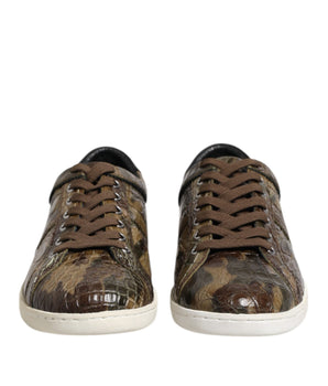 Dolce &amp; Gabbana Brown Exotic Leather Low Top Sneakers Shoes