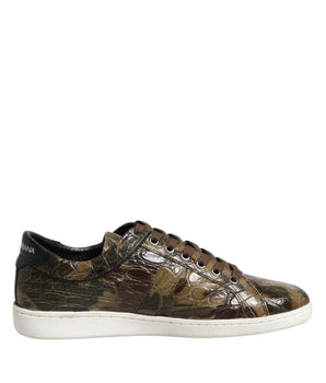 Dolce &amp; Gabbana Brown Exotic Leather Low Top Sneakers Shoes