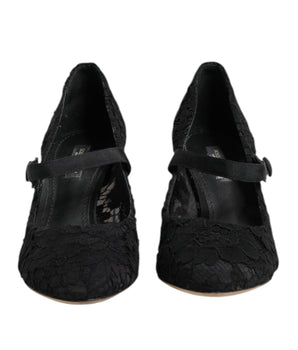 Dolce &amp; Gabbana Black Mary Jane Taormina Lace Pumps Shoes