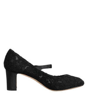 Dolce &amp; Gabbana Black Mary Jane Taormina Lace Pumps Shoes