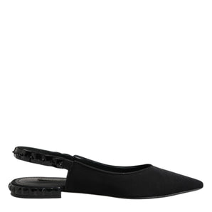 Dolce & Gabbana Black Crystal Charmeuse Slingback Shoes