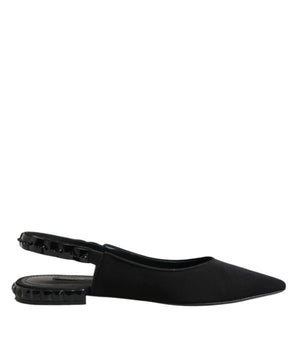 Dolce &amp; Gabbana Black Crystal Charmeuse Slingback Shoes