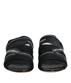 Dolce &amp; Gabbana Black Slides Slip On Sandals Shoes