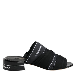 Dolce & Gabbana Black Slides Slip On Sandals Shoes