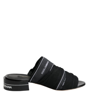 Dolce &amp; Gabbana Black Slides Slip On Sandals Shoes