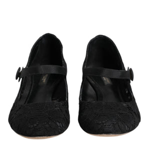 Dolce & Gabbana Black Vally Taormina Floral Lace Pumps Shoes
