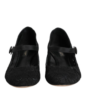 Dolce &amp; Gabbana Black Vally Taormina Floral Lace Pumps Shoes