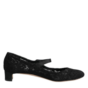 Dolce & Gabbana Black Vally Taormina Floral Lace Pumps Shoes