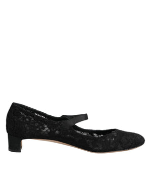 Dolce &amp; Gabbana Black Vally Taormina Floral Lace Pumps Shoes