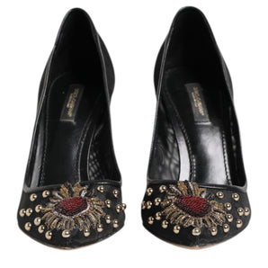 Dolce & Gabbana Black Sacred Heart Stiletto Heels Pumps Shoes