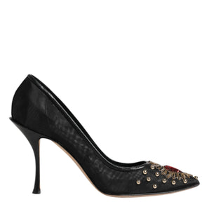 Dolce & Gabbana Black Sacred Heart Stiletto Heels Pumps Shoes