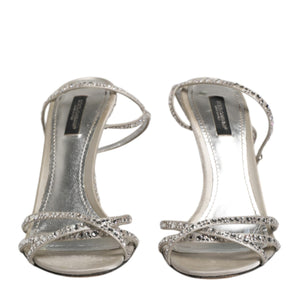 Dolce & Gabbana Silver Strass Ankle Strap KEIRA Sandals Shoes