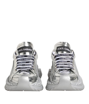 Dolce & Gabbana Silver Leather Super Queen Sneakers Shoes