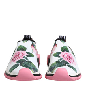 Dolce & Gabbana White Rose Print Sorrento Sneakers Shoes