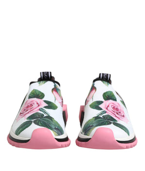 Dolce & Gabbana White Rose Print Sorrento Sneakers Shoes