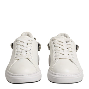 John Richmond White Rhinestone Embellished Sneakers Shoes