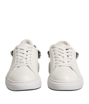 John Richmond White Rhinestone Embellished Sneakers Shoes