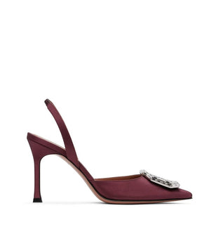 Amina Muaddi Red Silk High Heel Pumps