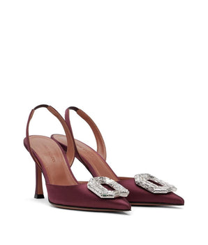 Amina Muaddi Red Silk High Heel Pumps