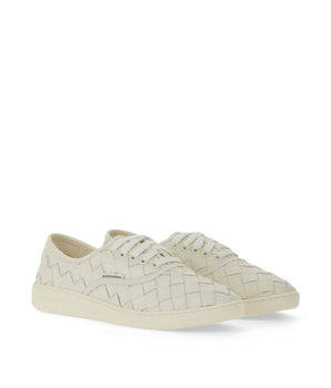 Bottega Veneta White Calfskin Low Top Sneakers