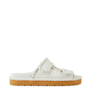 Bottega Veneta White Lamb Leather Flat Sandals