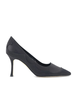 Manolo Blahnik Black Silk High Heel Pumps