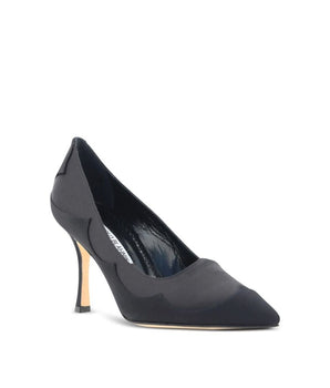 Manolo Blahnik Black Silk High Heel Pumps
