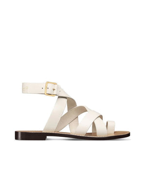 Dior White Calfskin Flat Sandals