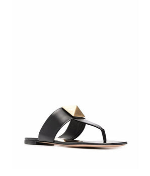 Valentino Garavani Black Leather Sandals