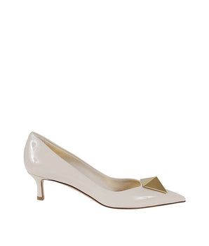 Valentino Garavani White Leather Mid Heel Pumps