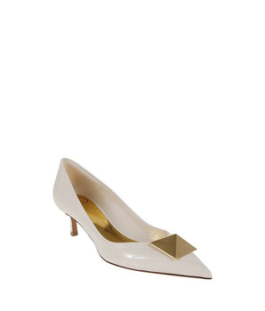Valentino Garavani White Leather Mid Heel Pumps