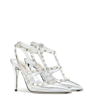 Valentino Garavani Silver Leather High Heel Pumps