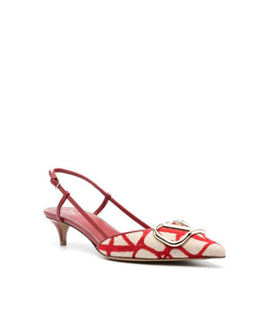 Valentino Garavani Red Leather Mid Heel Pumps