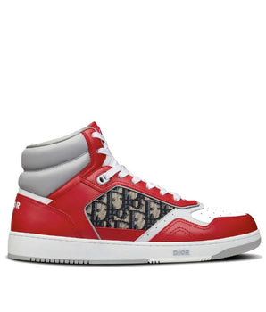Dior Red Leather High Top Sneakers