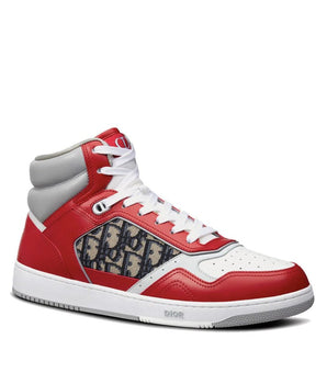Dior Red Leather High Top Sneakers