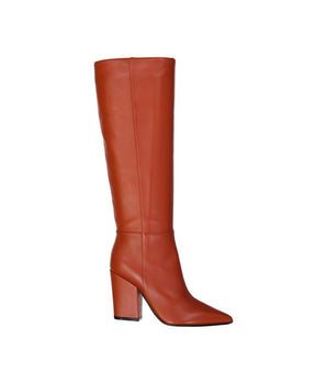 Sergio Rossi Orange Lamb Leather High Heel Boots