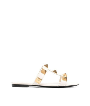 Valentino Garavani White Calfskin Flat Sandals