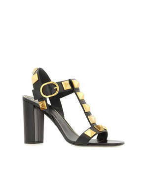 Valentino Garavani Black Calfskin Stiletto Heel Sandals