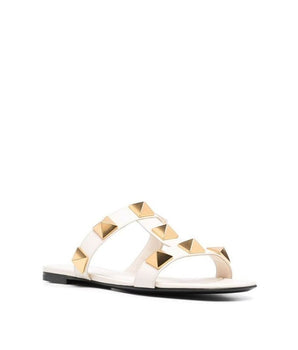 Valentino Garavani White Calfskin Flat Sandals