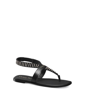 Dior Black Calfskin Flat Sandals