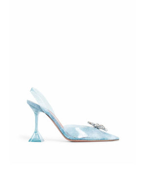Amina Muaddi Blue Plexiglass High Heel Pumps