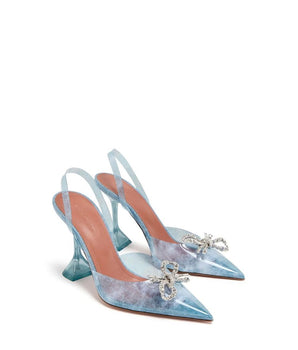 Amina Muaddi Blue Plexiglass High Heel Pumps