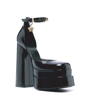 Versace Black Calfskin Platform Pumps