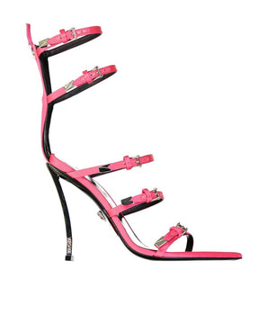 Versace Multicolor Silk Stiletto Heel Sandals