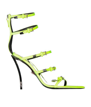 Versace Yellow Silk Stiletto Heel Sandals