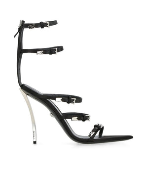 Versace Black Calfskin Stiletto Heel Sandals