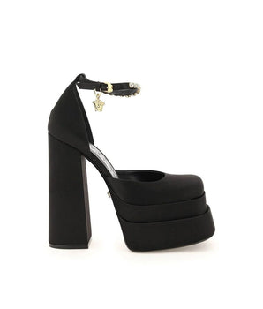 Versace Black Silk Platform Pumps