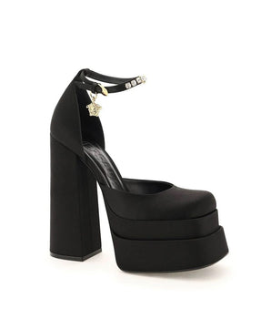 Versace Black Silk Platform Pumps