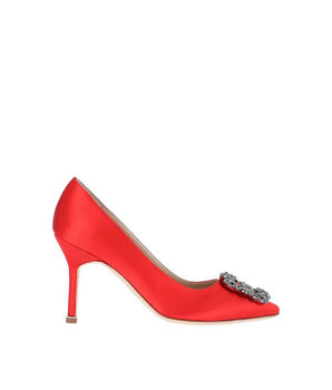 Manolo Blahnik Red Silk High Heel Pumps