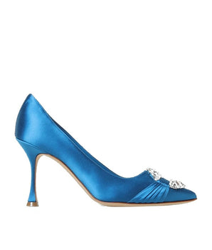 Manolo Blahnik Blue Silk High Heel Pumps
